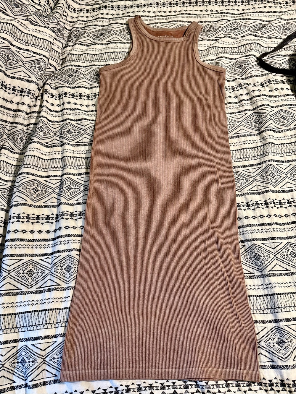 Almost Famous Ribbed Tank Midi Dress in Mauve Brown